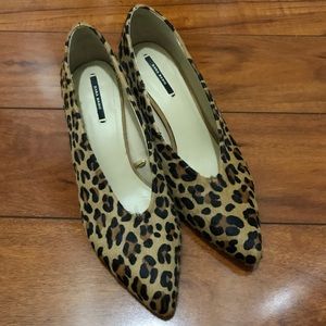 Zara leopard calf midi heels